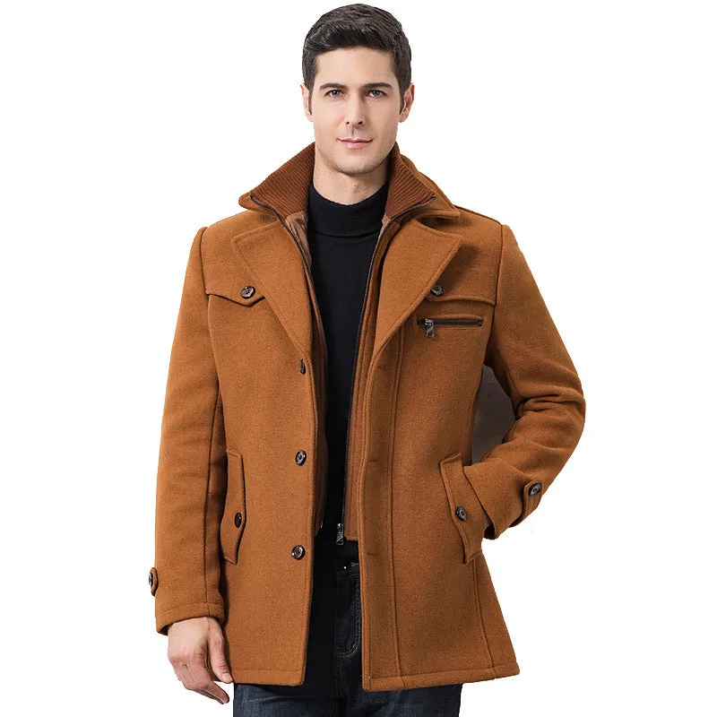 Men's British Double Layered Wool Blend Coat