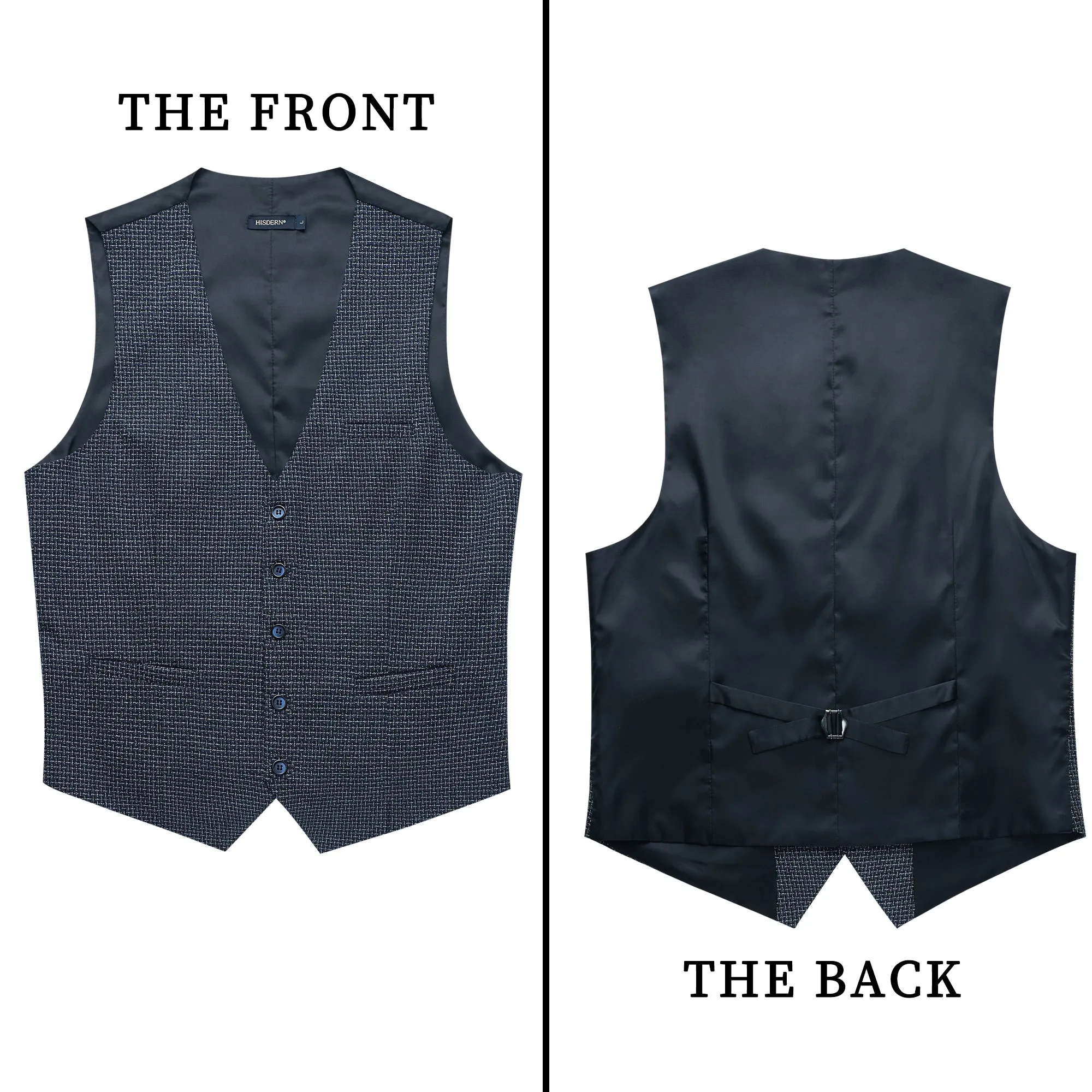 Plaid Slim Suit Vest - B7-NAVY BLUE