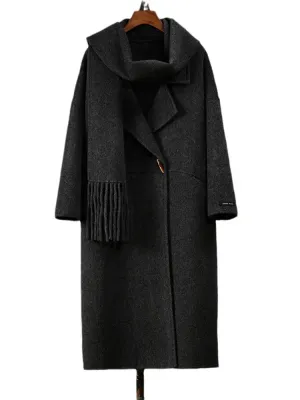 Pre Order:  Single Button Scarf Collar Wool Coat