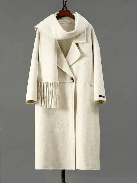 Pre Order:  Single Button Scarf Collar Wool Coat