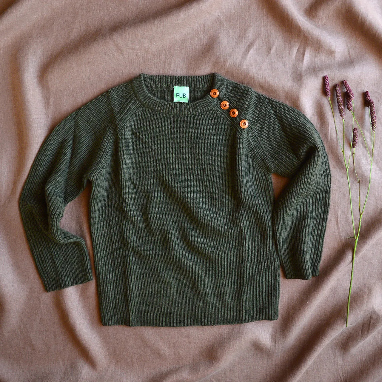 Rib Sweater in 100% Merino - Forest AW23 (4-6y) *Last One!