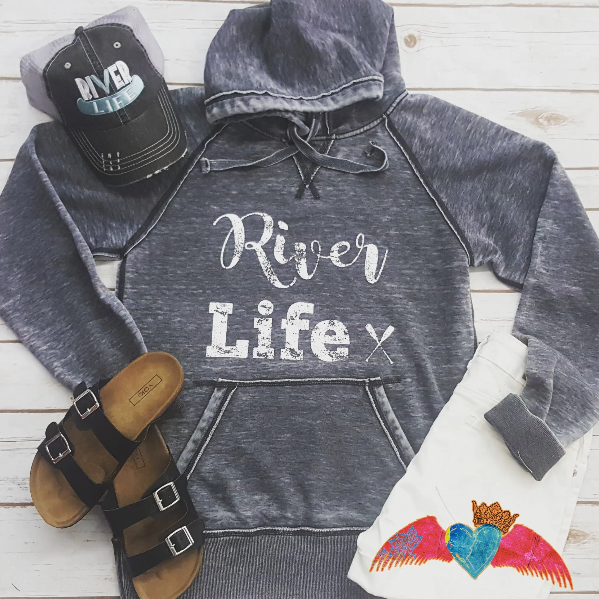 River Life Vintage Style Hoodie