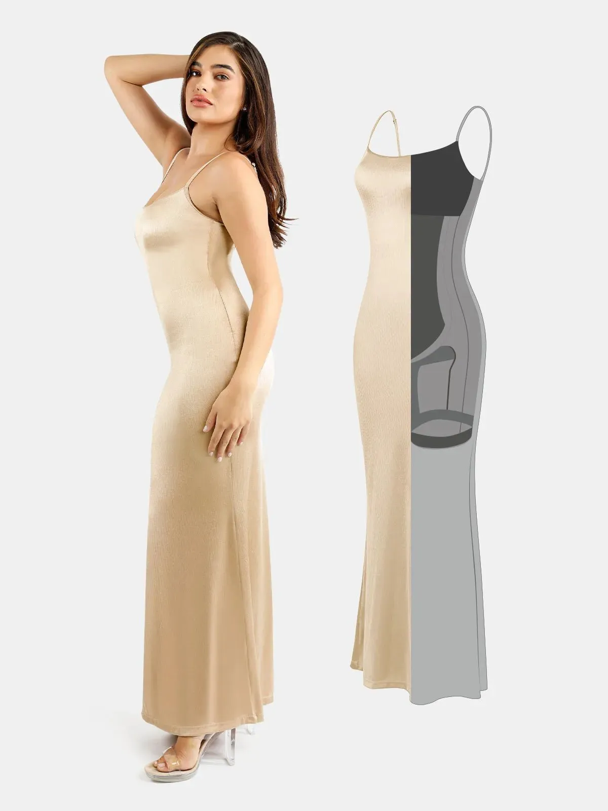 Shapewear Shine Slimming Tummy Control Maxi Slip Dress