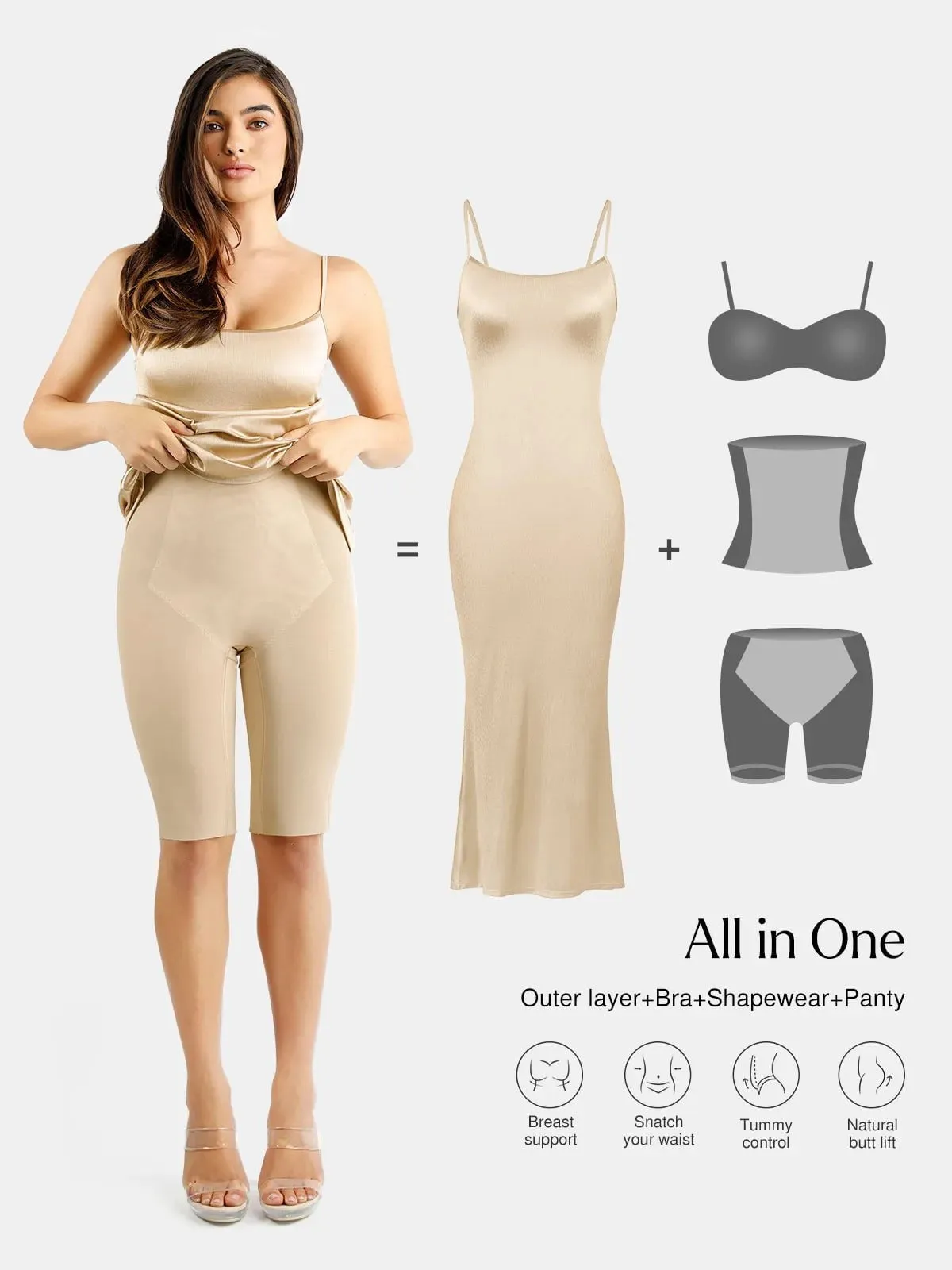 Shapewear Shine Slimming Tummy Control Maxi Slip Dress