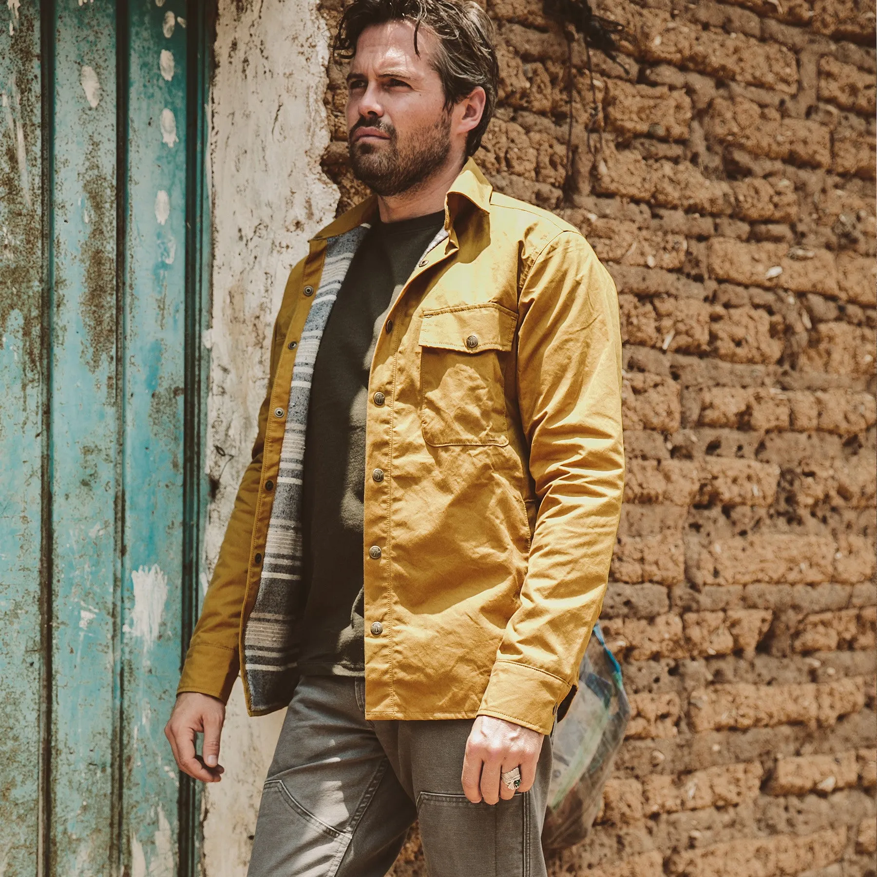 The Chore Jacket in Mustard Dry Wax Canvas