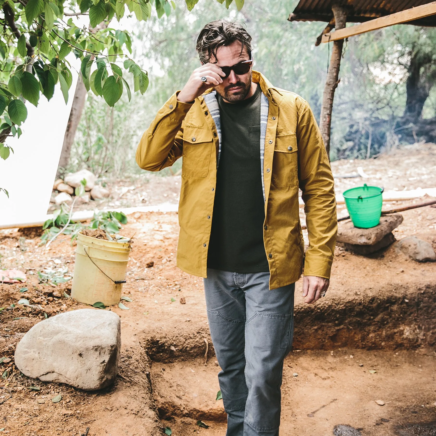 The Chore Jacket in Mustard Dry Wax Canvas