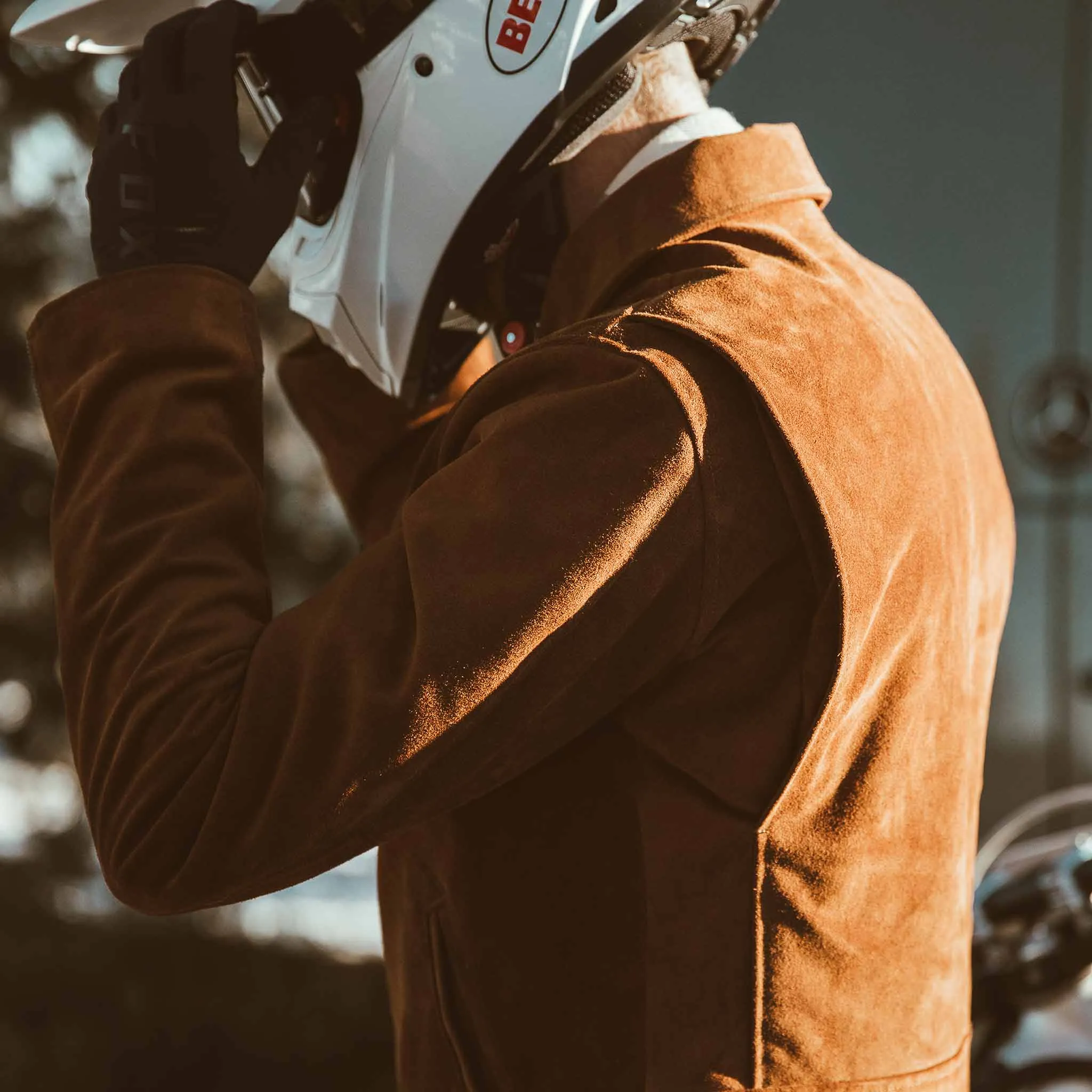 The Moto Jacket in Tobacco Weatherproof Suede