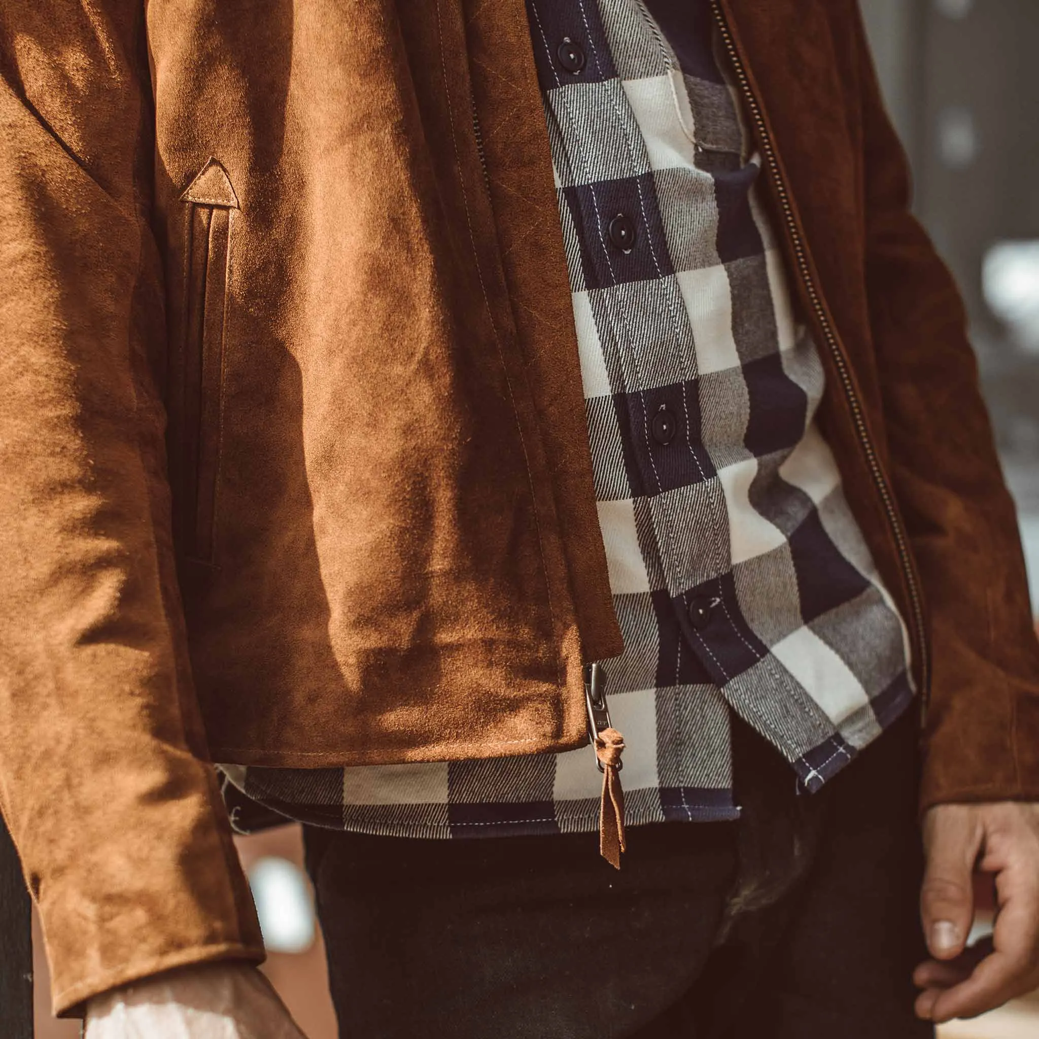 The Moto Jacket in Tobacco Weatherproof Suede