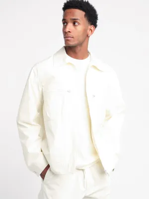 White Weatherproof Cotton Canvas Field Jacket