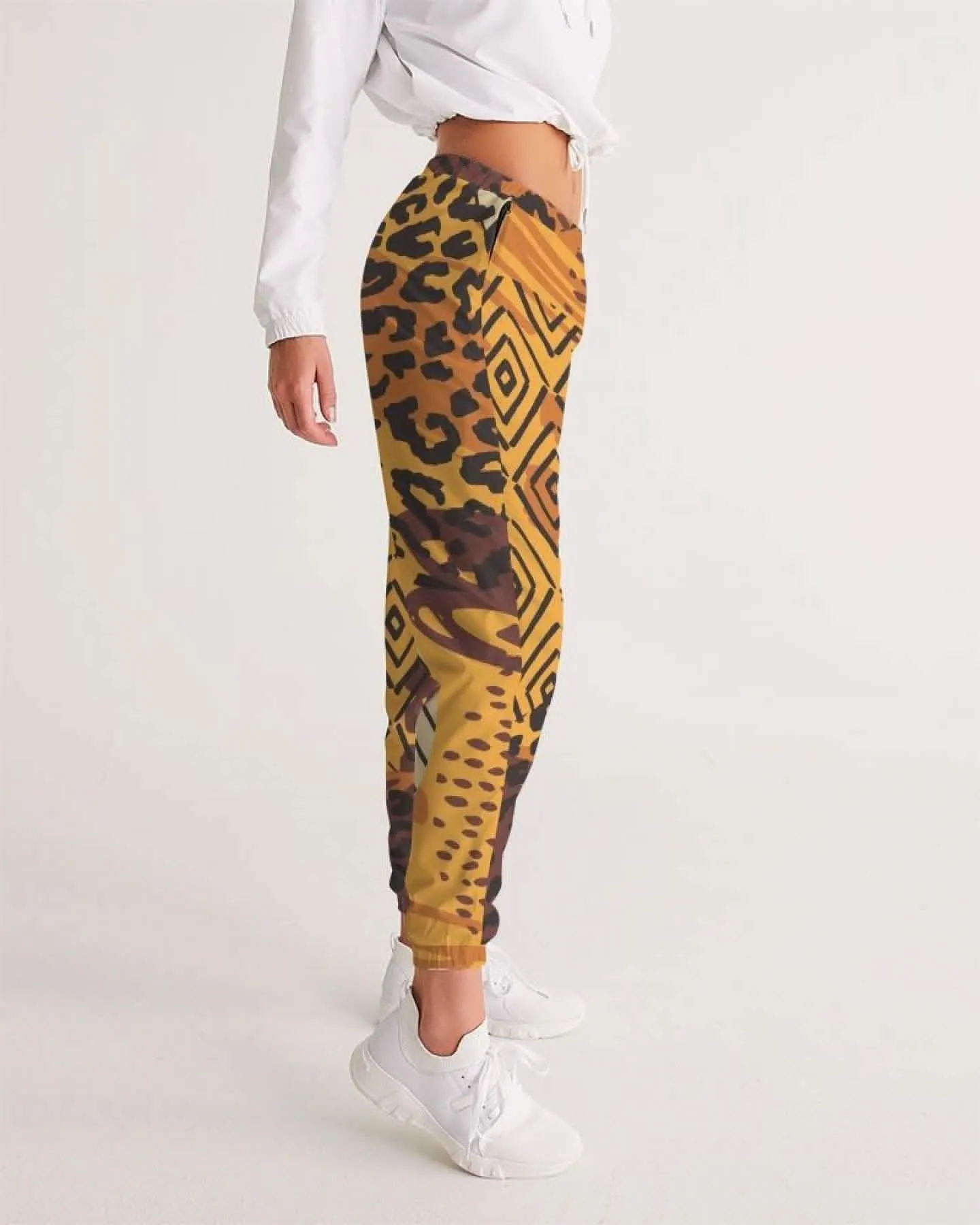 Women's Autumn Brown Graphic Athletic Track Pants