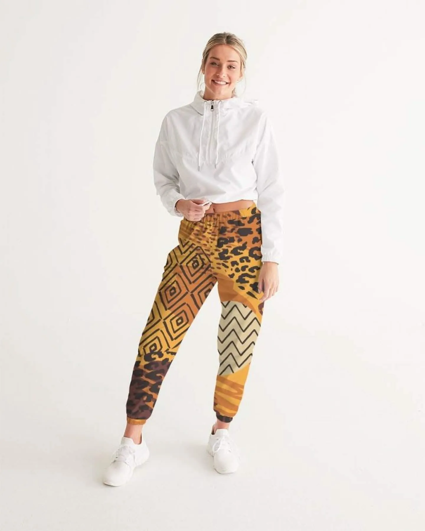 Women's Autumn Brown Graphic Athletic Track Pants