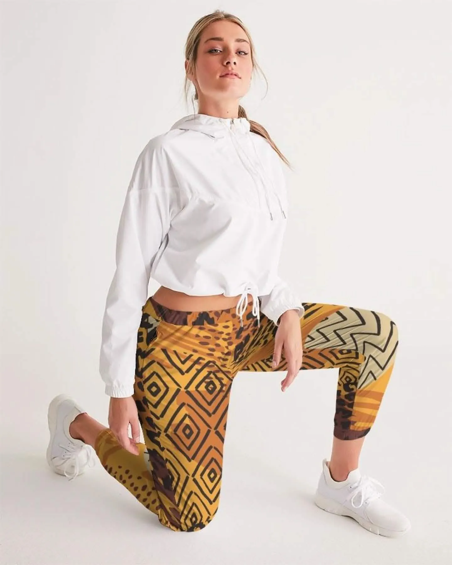 Women's Autumn Brown Graphic Athletic Track Pants