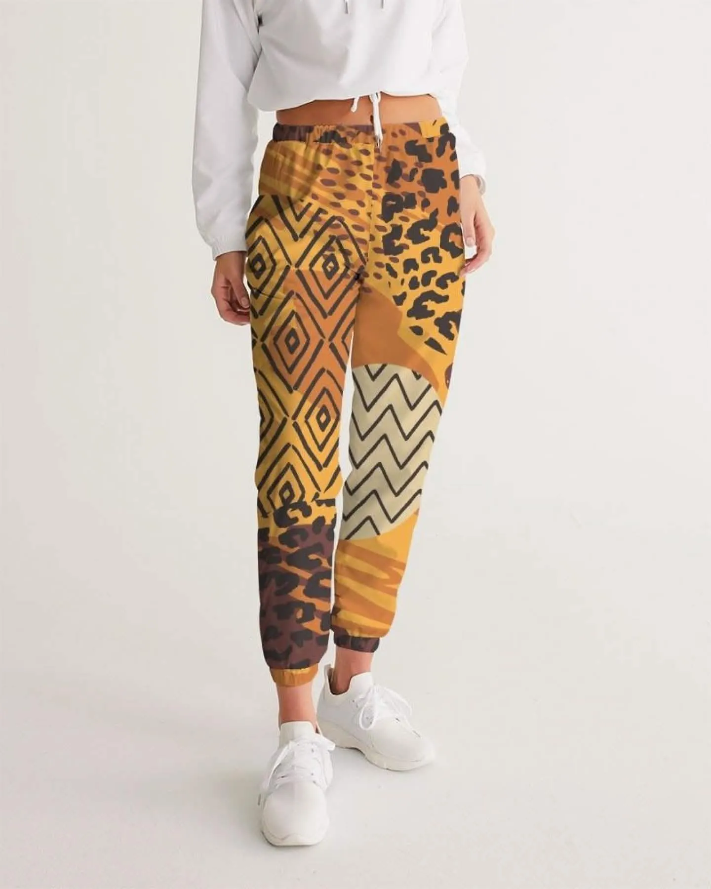 Women's Autumn Brown Graphic Athletic Track Pants