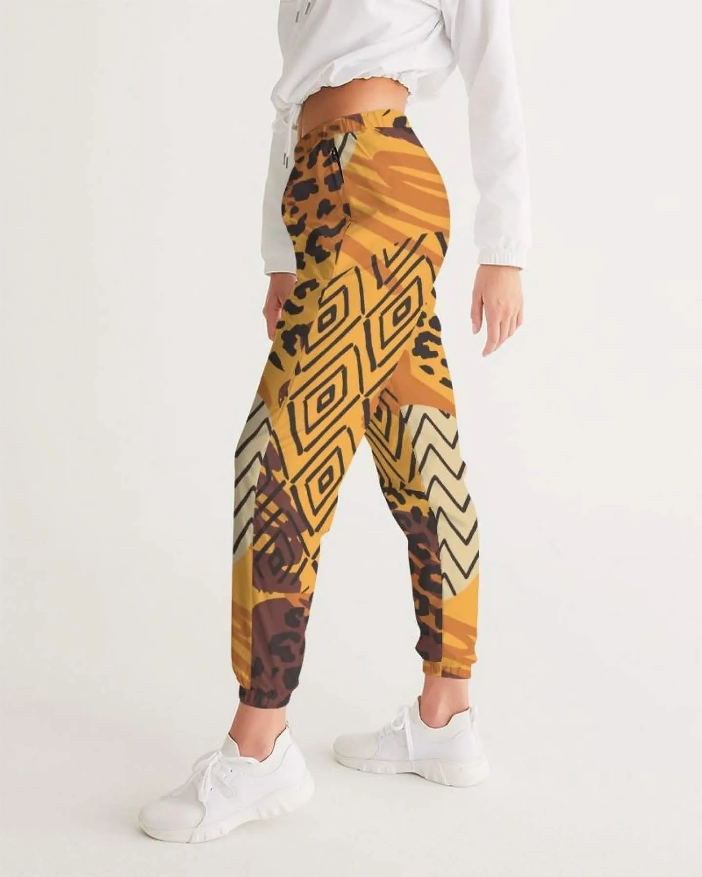 Women's Autumn Brown Graphic Athletic Track Pants