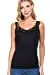 Womens- V Neck Lace Trimmed Cami Rib Knit Tank Top